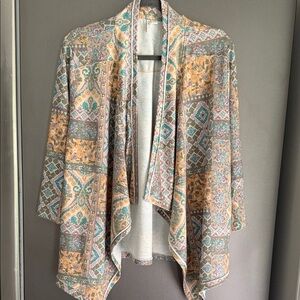 Bohemian Patterned Open Front Cardigan